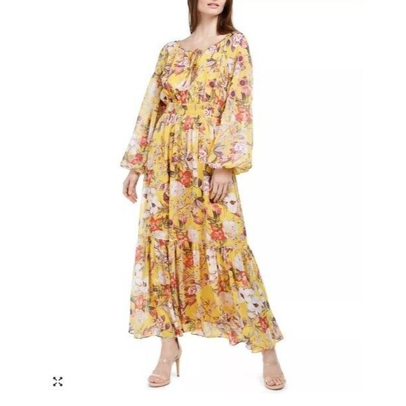 NWT INC Maxi Dress Size 2X Thanksgiving Fall Floral Peasant Boho Wedding Guest - Picture 1 of 12